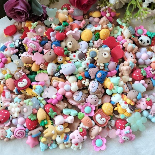 デコパーツ 動物 うさぎ 素材 花 クマ 猫 キャラクター プラパーツデコパーツ 材料 素材 花 フラワー ハート 飾り ハンドクラフト 部品