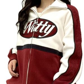 GYDA Wittyフリース ブルゾン レッド ストリート アメリカン アウター パーカー スクール プルパーカー メンズ