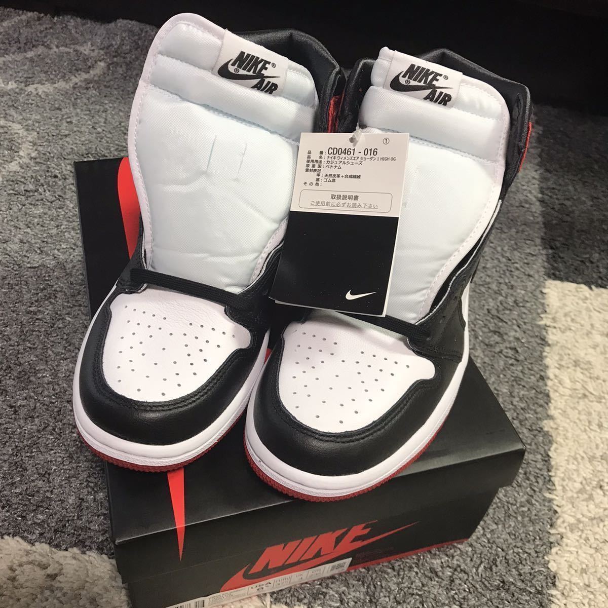 新品】23.5cm WMS NIKE AIR JORDAN 1 HIGH OG SATIN BLACK TOE