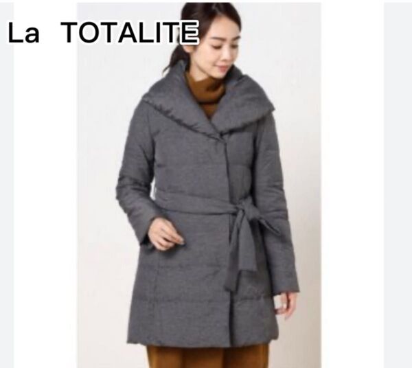 美品La TOTALITE ラ トータリテ ショールカラー ダウンコートグレー ロング アウター
