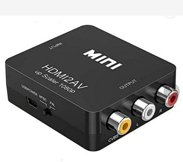 AV to HDMI コンバーター 変換アダプタ USB給電 ブラック