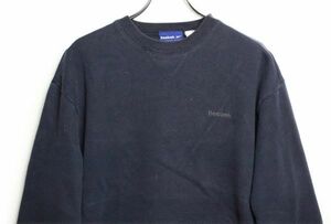 90's リーボック Reebok ワンポイント ロゴ刺繍入り スエットシャツ 紺 (XL) 90年