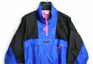 90's コロンビア Columbia プルオーバー ナイロンジャケット 青x黒 (L) パッカブル 90年代 旧タグ