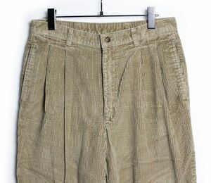 90's LLビーン LLBean 2タック 太畝 コーデュロイパンツ (32) タン 90年代 旧タグ 100%COTTON