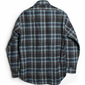 難有り USA製 70's ペンドルトン PENDLETON 片ポケ オンブレーチェック柄 ウールシャツ 黒X青系 (M) 70年代 アメリカ製 シャドーチェックの画像3