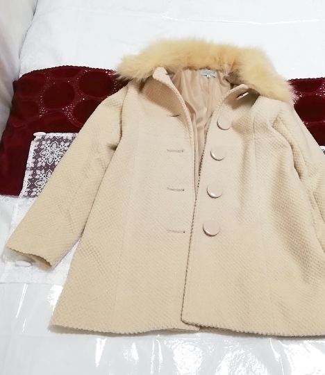 ブルーフォックスファーピンクベージュロングコート Blue fox fur pink beige long coat, コート, 毛皮、ファー, フォックス