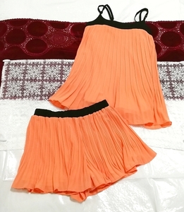 Fluorescent orange chiffon negligee camisole culotte 2 piece, fashion & ladies fashion & camisole