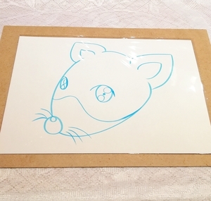 Art Auction A4 size ■ Animal hand-drawn original material picture original illustration ■ Face, artwork, painting, graphic