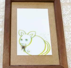 Art Auction ハガキ ■ 動物アニマル手描きオリジナル素材絵原画はがきイラスト ■ 白地カラー 17, 美術品, 絵画, グラフィック