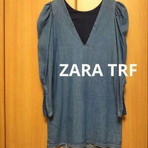 ZARA trfパワショルソフトデニムワンピース