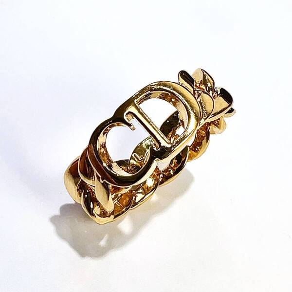 Dior ディオール ダンスーズ エトワール CD ロゴ チェーン リング Lサイズ 13.5号 レディース アクセサリー 指輪 美品