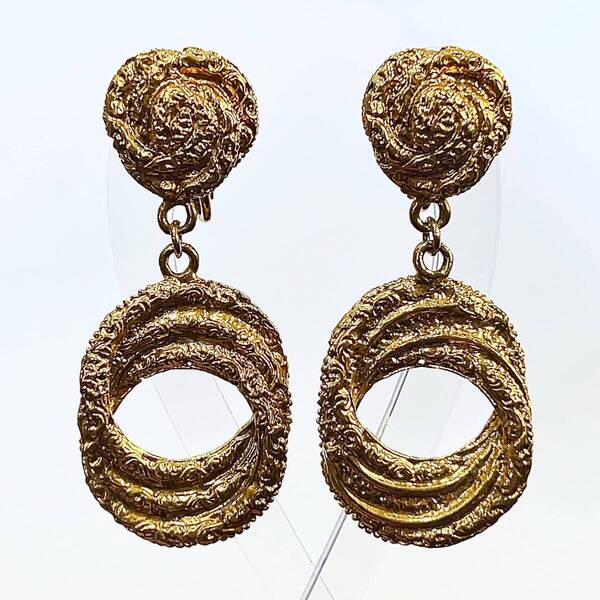 Yves Saint Laurent イヴ・サンローラン ヴィンテージ ドロップ イヤリング GP ゴールド レア レディース アクセサリー 希少 美品