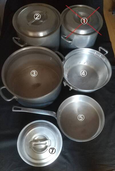 鍋4種 寸胴 半寸胴 片手浅型鍋 円付鍋 フタ6種7個 1個から¥820~購入可!! 全国配送無料¥3,500以上