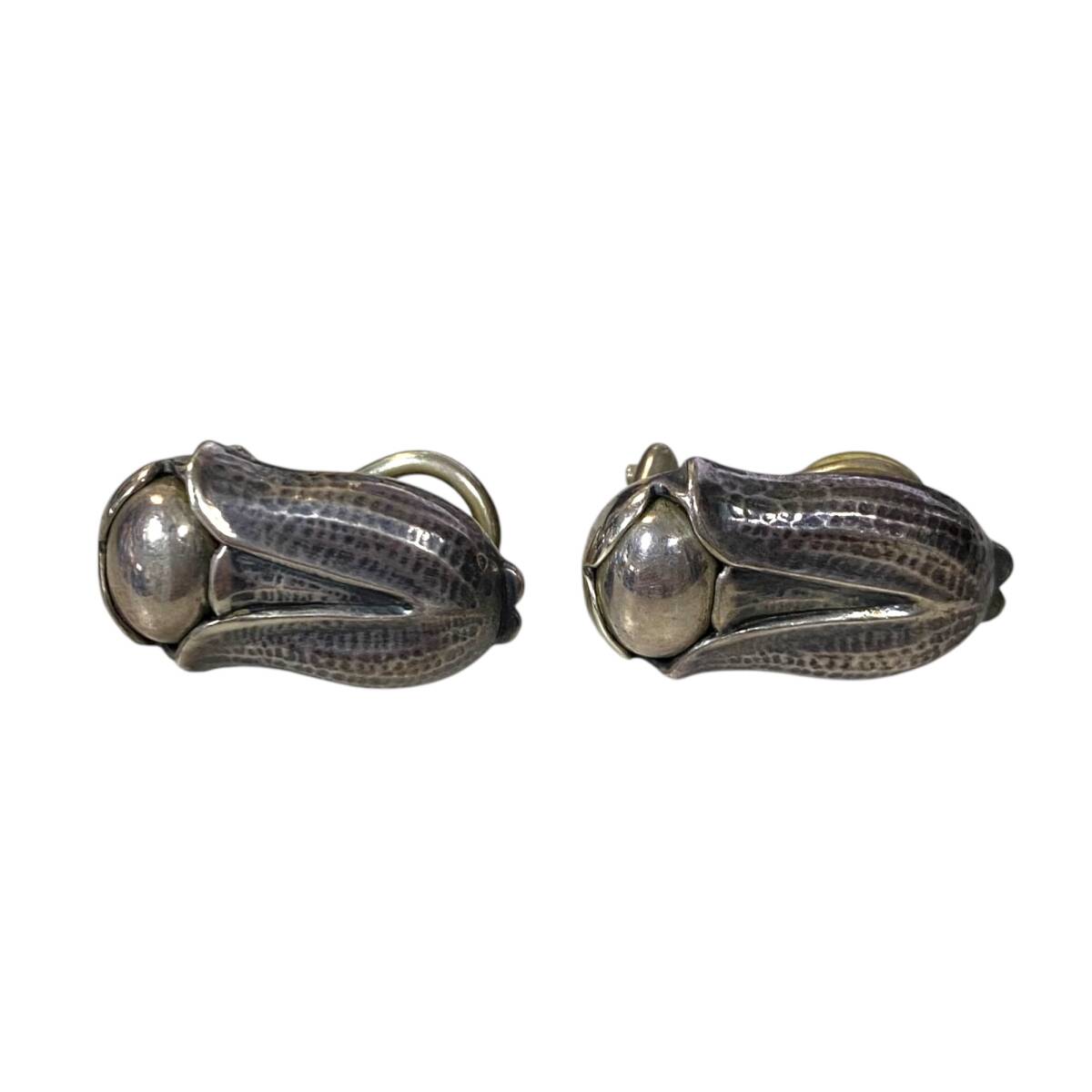 【中古品】 ジョージジェンセン イヤークリップ シルバーストーン イヤリング アクセサリー 本体のみ S11-724RD