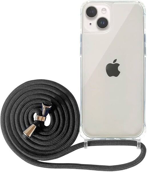 d-961 iPhone 14 Proケース ショルダー ストラップ付き ブラック