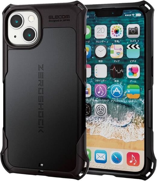 e-69 エレコム PM-A21BZEROBK iPhone 13/ハイブリッドケース/ZEROSHOCK/ブラック