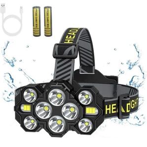 人気商品 新型10 LED, 充電式 ヘッドライト, 2000 ルーメン