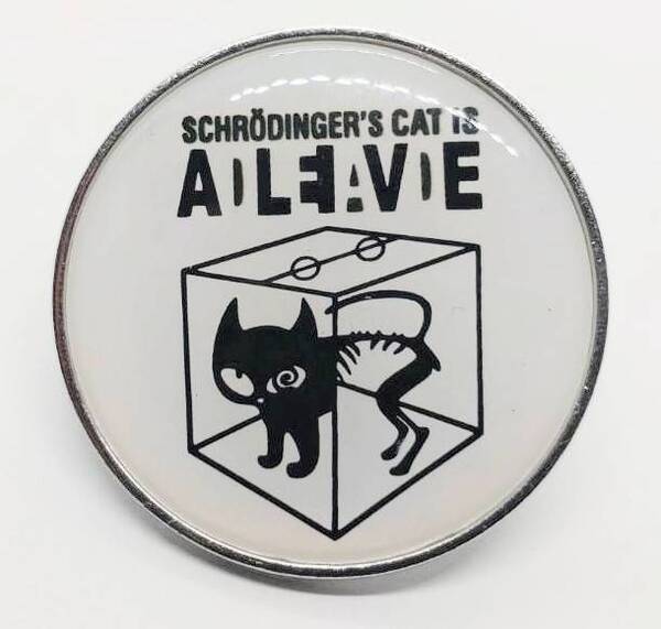 送料無料 シュレーディンガー猫 白 ピンブローチ ピンズ PINS バッジ バッヂ アメリカン雑貨 スマアク