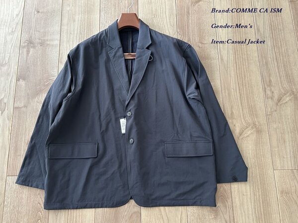 新品 定価2.2万円 COMME CA COMMUNE コムサ コミューン メンズ ナイロン 裏毛 リラックス ジャケット Fサイズ チャコール グレー