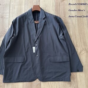 新品 定価2.2万円 COMME CA COMMUNE コムサ コミューン メンズ ナイロン 裏毛 リラックス ジャケット Fサイズ チャコール グレー