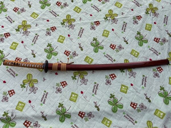 中古 日本刀 模造品 アンティーク 長物 飾り品 全長約104cm・刃長約70cm メッキ品 難あり 送料無料