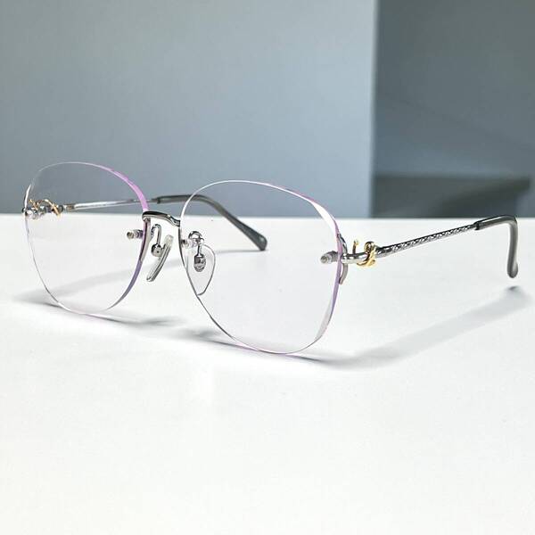 ◆HOYA ホーヤ EL02 G15 K18装飾 デコレーション 高級 眼鏡フレーム メガネ アイジュエリー eyewear レディース 女性用 ツーポイント