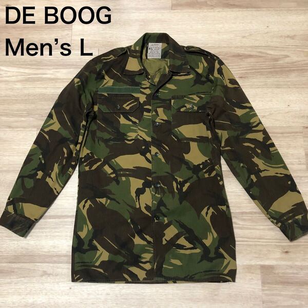 【送料無料】DE BOOG長袖ミリタリーシャツ 迷彩カモフラ柄 メンズLサイズ コンバットシャツ米軍