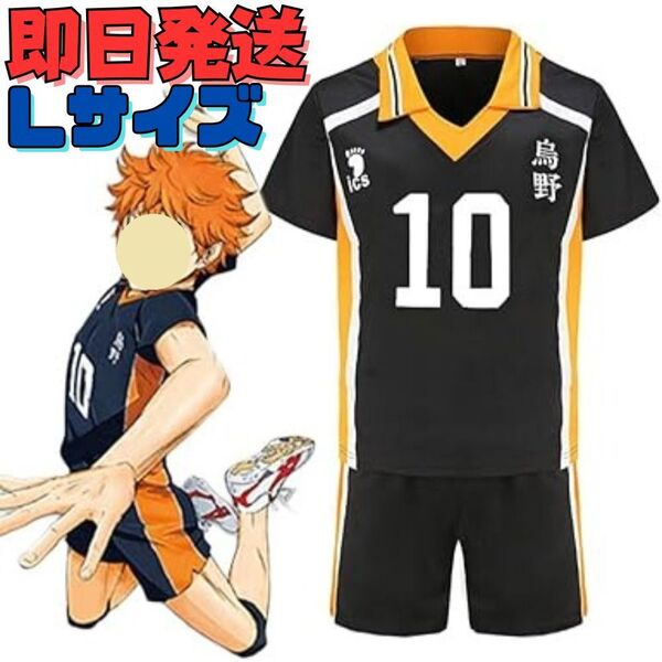 【送料無料】Lサイズ ハイキュー!! 日向翔陽 10番 烏野高校 コスプレ ユニフォーム上下 衣装 イベント 変身 コミケ 変装