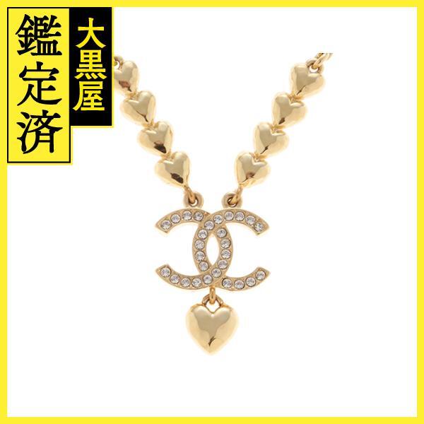 CHANEL シャネル ココマーク/ハートネックレス ABA262 メタル(GP)/クリスタル 2143300221091【207】