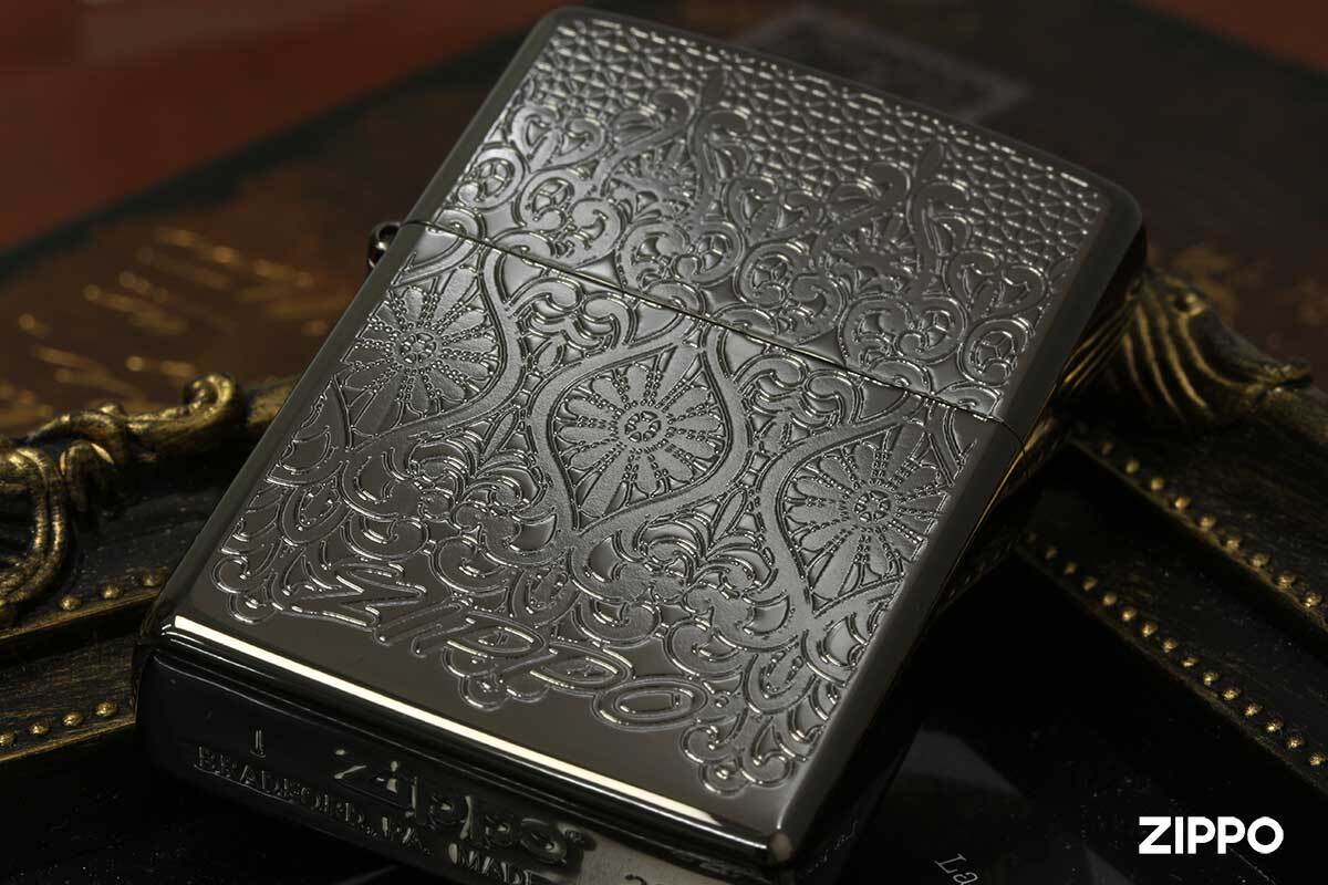 Zippo ジッポライター ヨーロピアン レース グレー European Lace Titanium Coating Black Gray