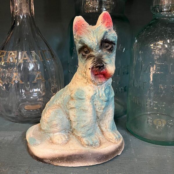 【ANTIQUES】チョークウエア 犬 シュナウザー 店舗什器 アンティーク 古着 US 店舗什器 古道 vintage オブジェ 置き物