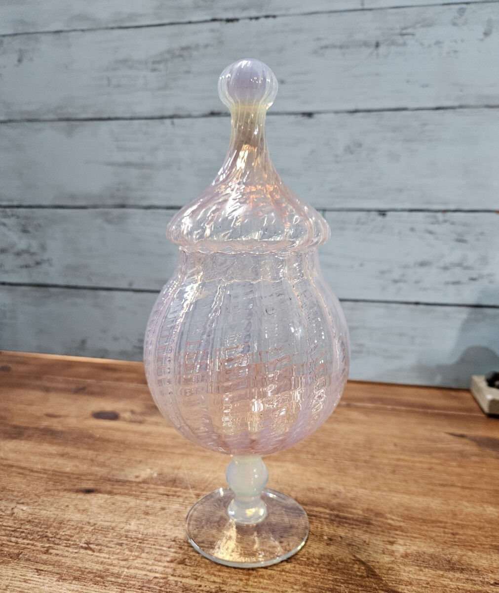 フランスアンティーク 歌わさ オパールセントガラスの花瓶 - 工芸品