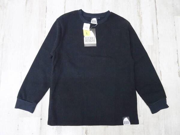 H-044-4 新品 SIERRA DESIGNS シエラデザイン【S】ブラック サーマルカットソー ワッフル メンズ 長袖 トップス 男女兼用