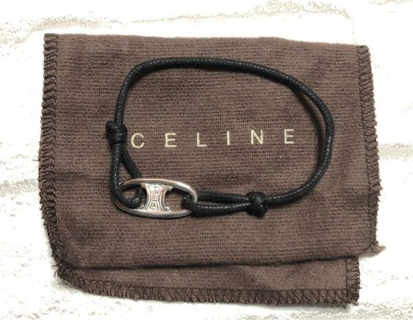 美品 セリーヌ CELINE ブレスレット マカダム silver 925 紐 ブレスレット