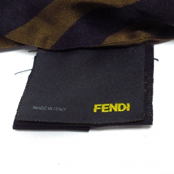 フェンディ FENDI - シルク、フォックス、ラビット ダークブラウン×黒×白 ティペット/ボーダー/ペカン マフラー