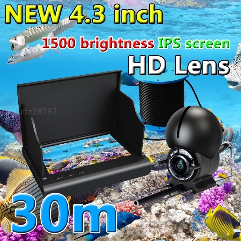 HDレンズ付きフィッシュファインダー 4.3インチ 30m 水中釣りカメラ ビジュアルフィッシュファインダー UND189