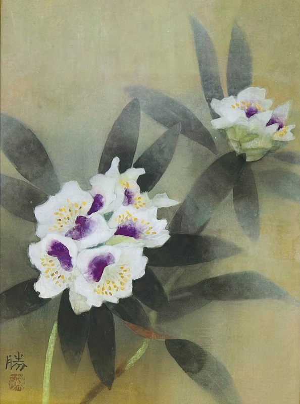 松本勝、【朝香】、新品高級額 額装付、日本画 希少画集画 状態良好