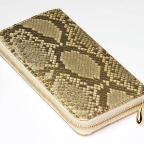 【ブラックフライデータイムセール】【送料込み】【限定】【新品】【税込み】本パイソン☆薄金ゴールド加工☆日本製☆ラウンドウォレットGD