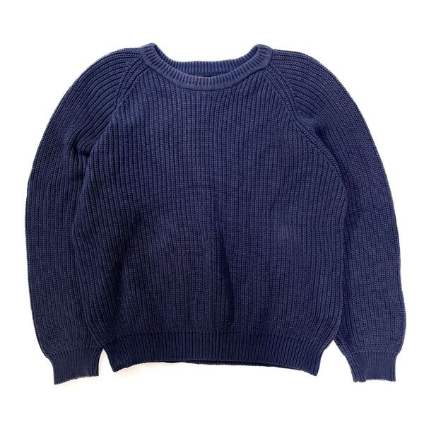 80s 90s Eddie Bauer エディーバウアー コットンニット セーター 畦編み リブ編み ビンテージ usa old XL ネイビー ウール アメリカ製 70s
