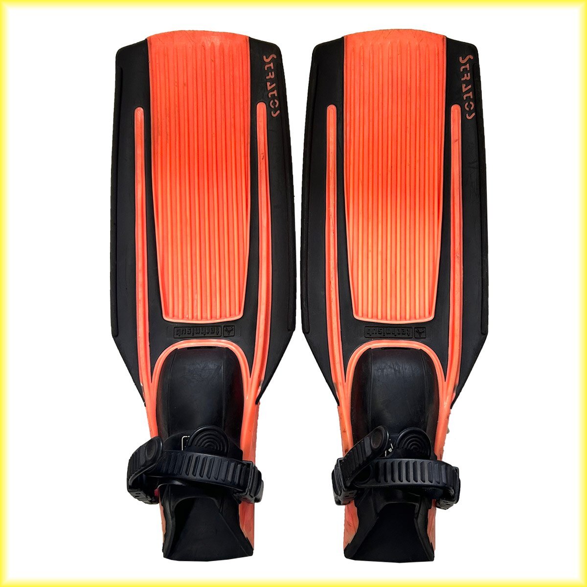 中古◇technisub◇ダイビングフィン スノーケリング オレンジ×黒