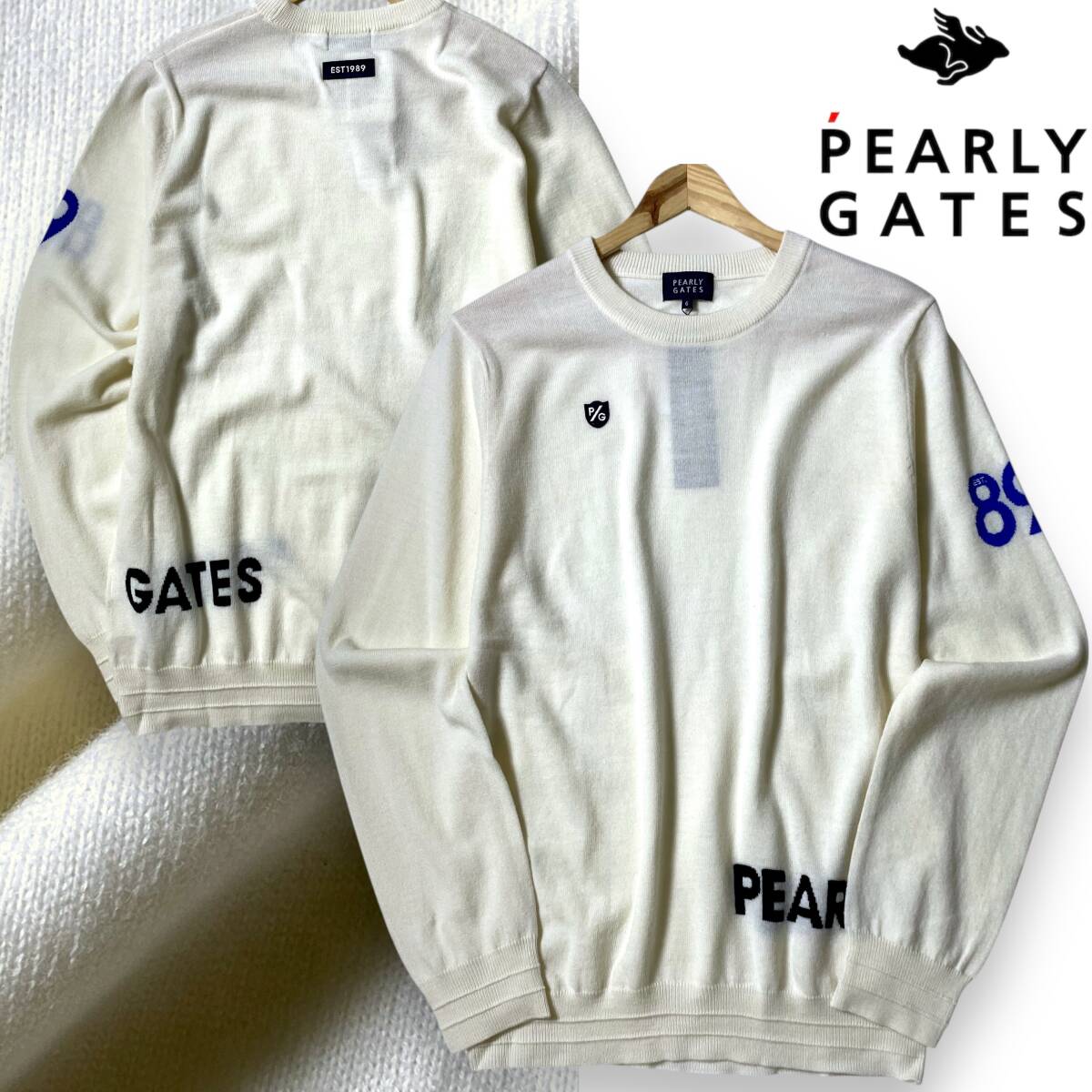 パーリーゲイツ PEARLY GATES ロゴインターシャセーター
