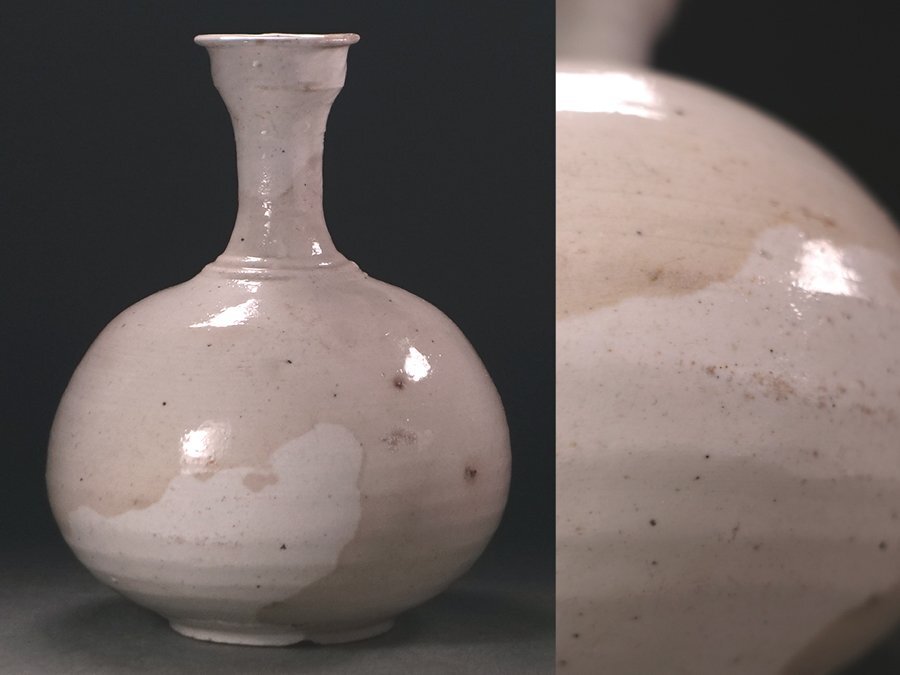 朝鮮美術 李朝 高麗白磁 色絵 花文 壷 高さ約31㎝ V R5859B