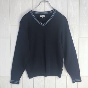 JR ISETAN ダークブルー Vネック カーディガン M