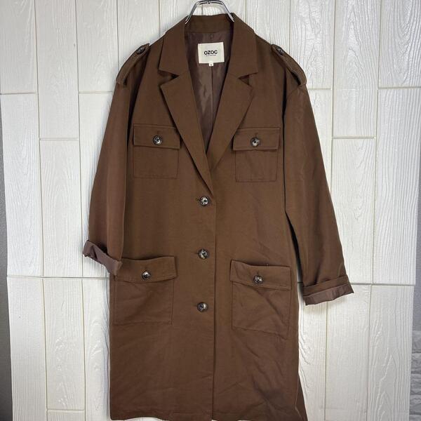 ブラウン チェスターコート 43cm肩幅 90cm着丈 M