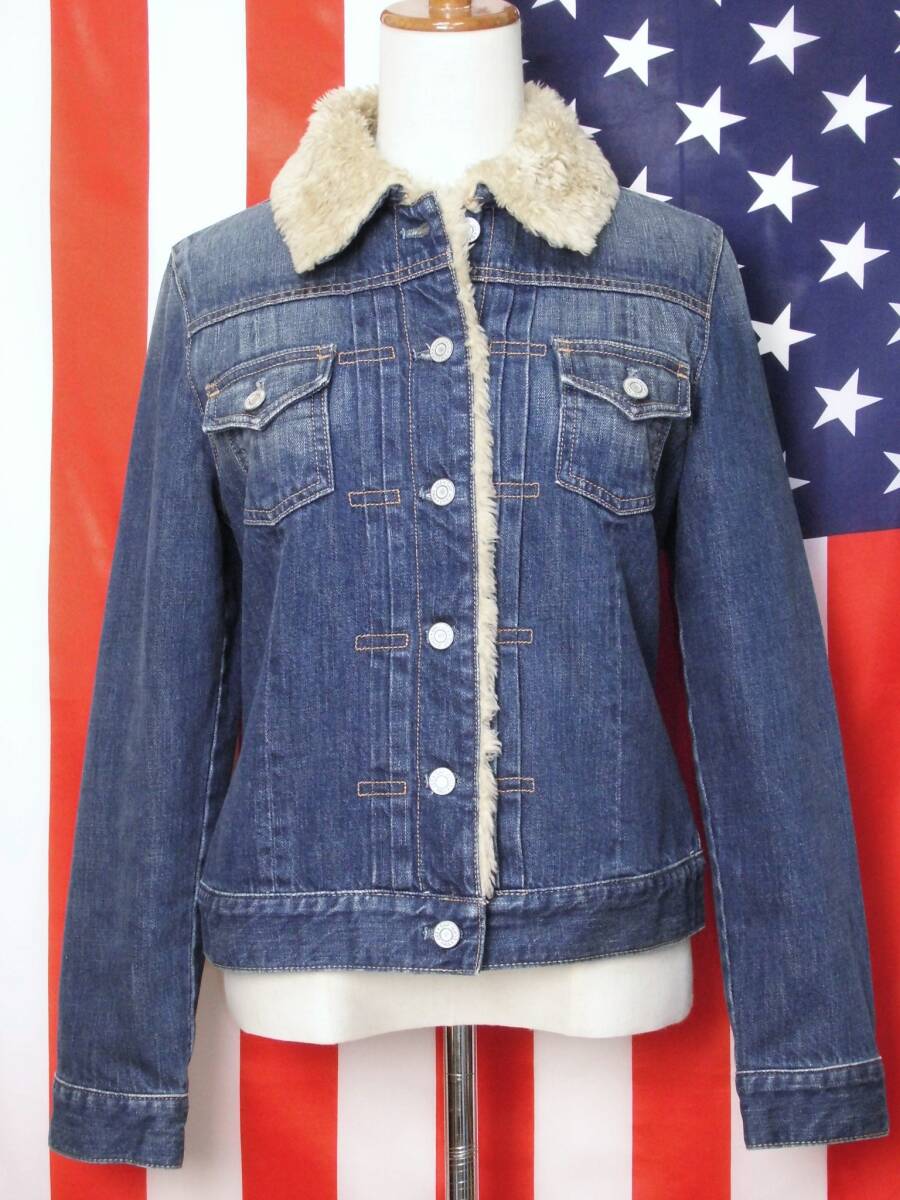 美品 Desigual デニム ジャケットused加工 刺繍 袖ニット G