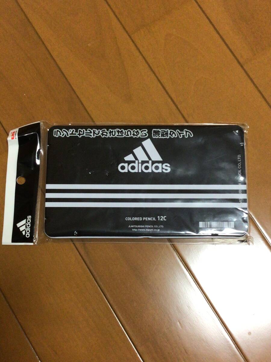 新品　未使用　未開封　アディダス　adidas 色鉛筆　12色　三菱鉛筆　黒　日本製_サムネイル画像1