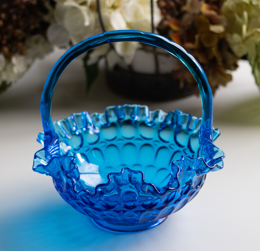 フェントン　アメリカ　ビンテージ　バスケット　ホブネイル ヴィンテージ フェントン ホブネイル ホワイト ミルクガラス