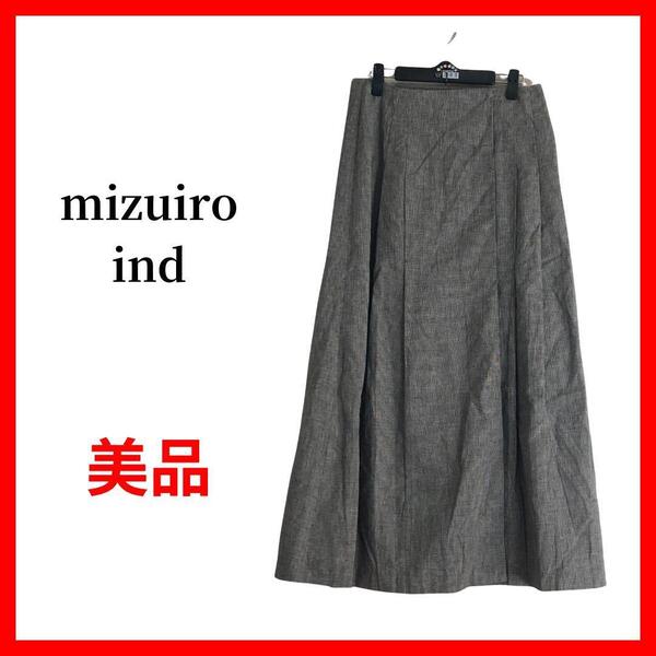 mizuiroind ミズイロインド リネンスカート ロングスカート チェック柄 B1267