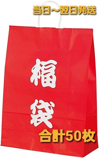 ■新品&未開封品■手提紙袋【福袋】大サイズ 福袋用 紙袋 店舗用品 年末年始 おたのしみ袋 50枚