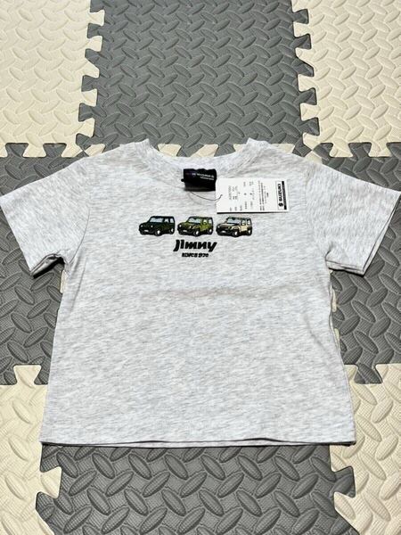 新品Tシャツ ジムニー Jimny 90 子供 ベビー キッズ クルマ スズキ SUZUKI レア おしゃれ 男の子 刺繍 未使用 オシャレ グレー 淡灰.